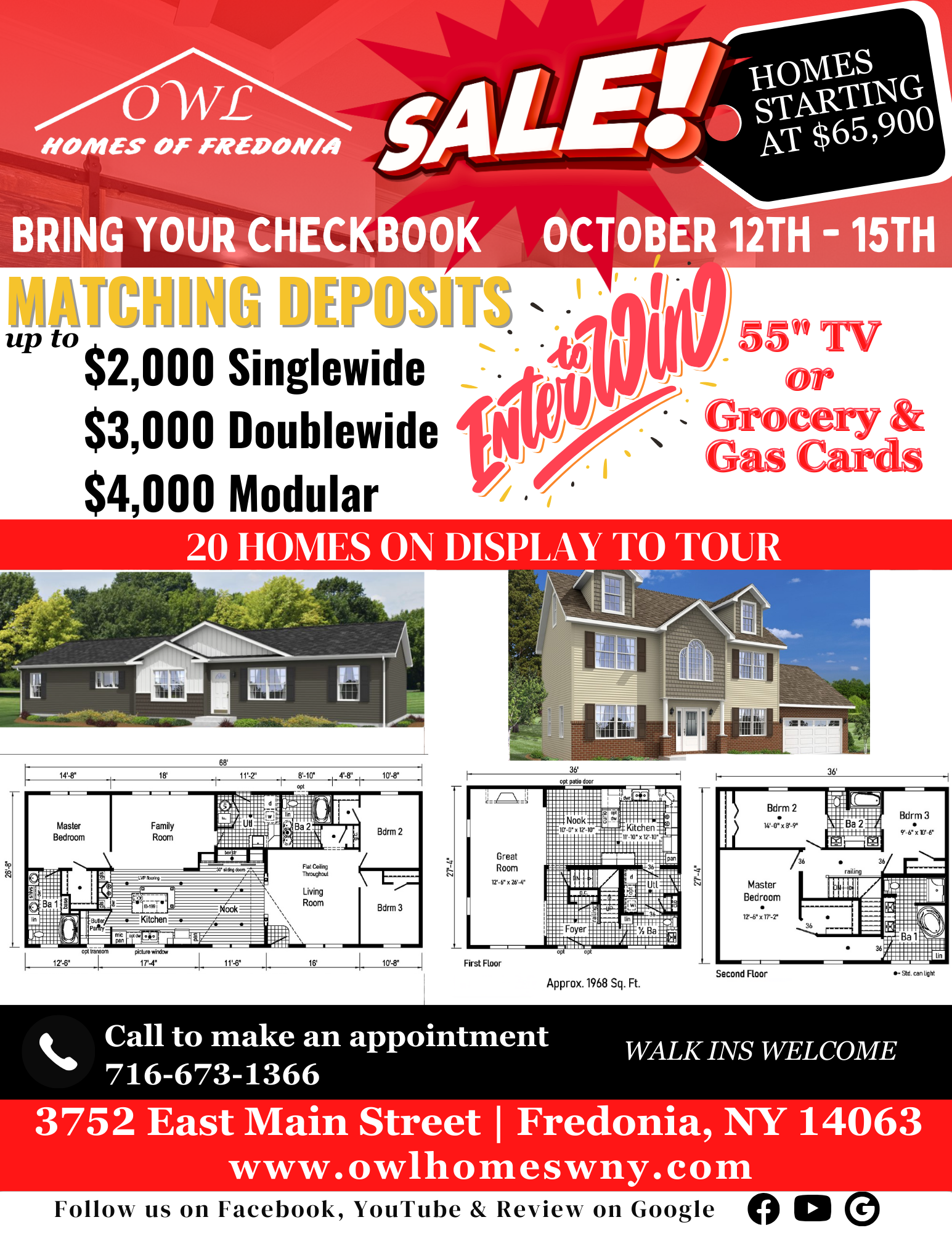 SUPER SALE EVENT 2023 BUFFALO/WNY MODULAR & MANUFACTURED HOMES OWL