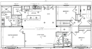 L3 ranch modular home floor plan 3 bedroom 2 bathroom 1500 square feet master suite walk in closet Owl Homes of Fredonia